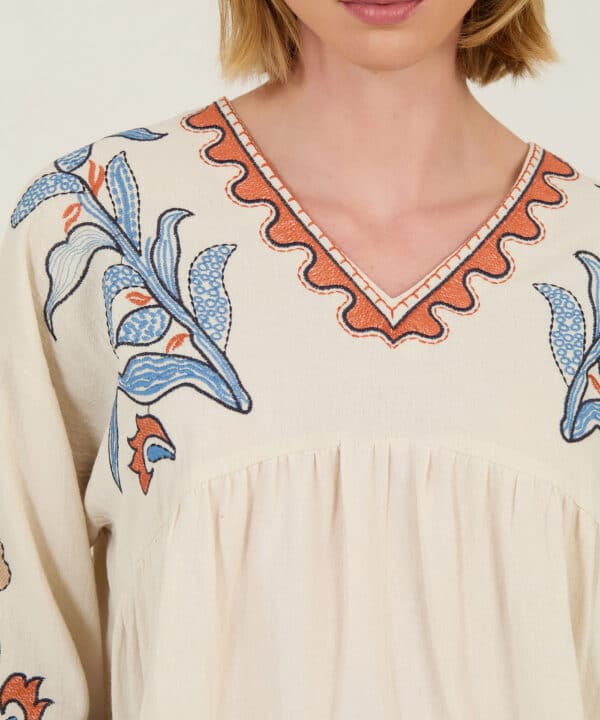 Blusa meisie de algodon bordada Meisie M04B134CHG 03 e1755844924483