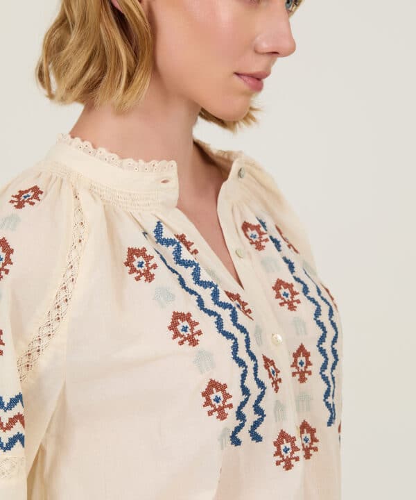 Blusa meisie de algodon bordada Meisie M119B08IVY 03 e1755813861543