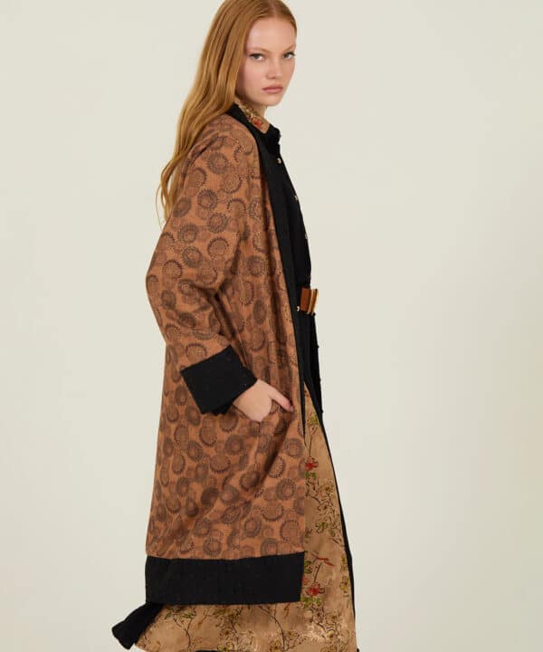 Kaftan bimateria meisie meisie negro marron M05KF42LIO 04 e1756220282835