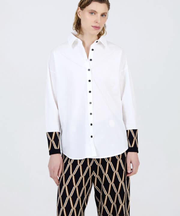 Camisa popelín SKATÏE jacquard blanca
