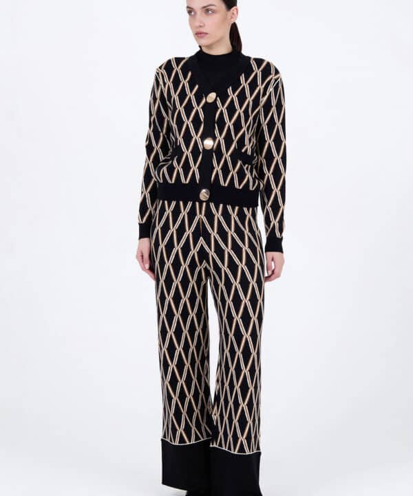 Skatie cardigan pantalon jacquard geometrico skatie S70K08BLK 02 e1758885994826