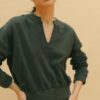 Blusa top P.A.N gris PAN producto basico 2503120 Blouse Grey Herringbone e1759942884302