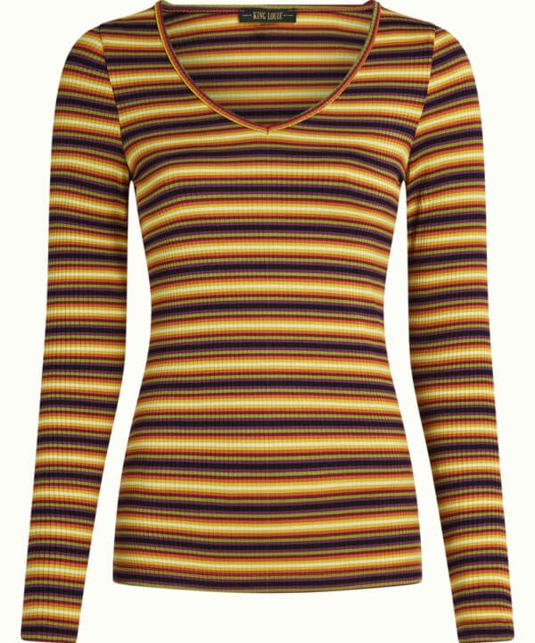 Camiseta King louie canale cuello pico Carice V top Eira Stripe King Louie Espana 10124 999 F e1759605418173