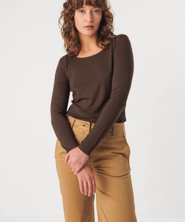 Camiseta SKFK Zur 7 modal marron chocolate wts01118 2b 1 scaled e1760302004693