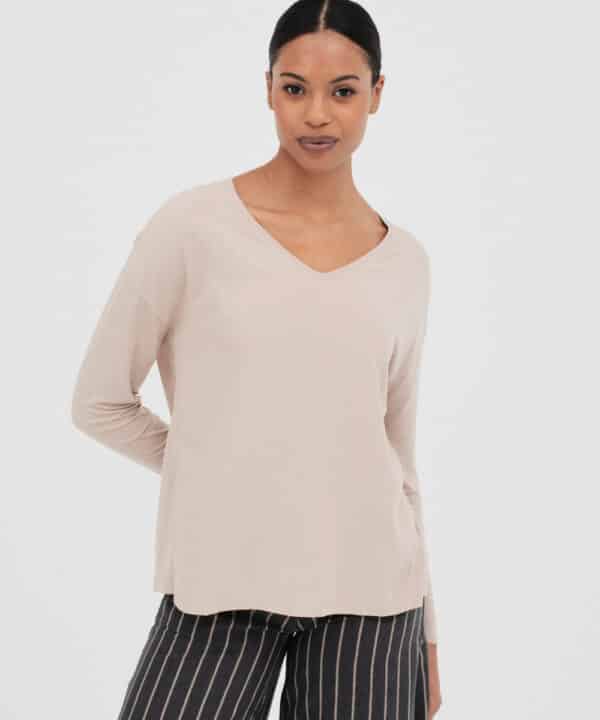 Camiseta bimateria WESTEND2 BEIGE 1 mus bombon e1760553780643