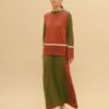Falda larga P.A.N tricolor PAN producto basico 2503335 Skirt Green Ecru Burgundy e1759923375928