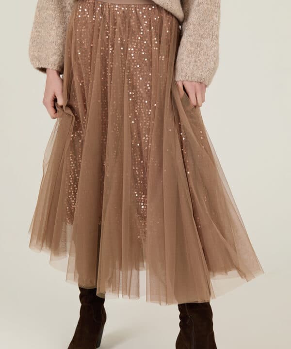Falda meisie tul y lentejuelas Meisie marron M134F01PWD 06 e1760815401971