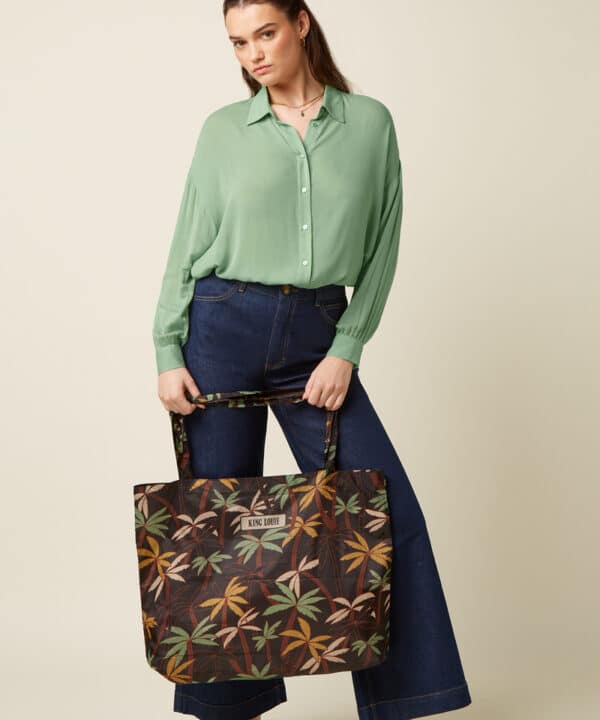 Bolsa eco KING LOUÏE Rochelle estampado hojas