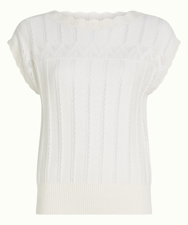 King Louie Espana jersey Liora top rocky ajour blanco king Louie 10477 050 F e1772312851219