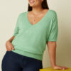 King Louie Espana jersey agnes top cocoon verde cuello pico king Louie 09651 398 B e1772313389720