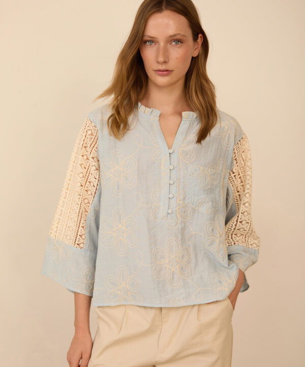 Blusa MEISÏE bimateria bordada