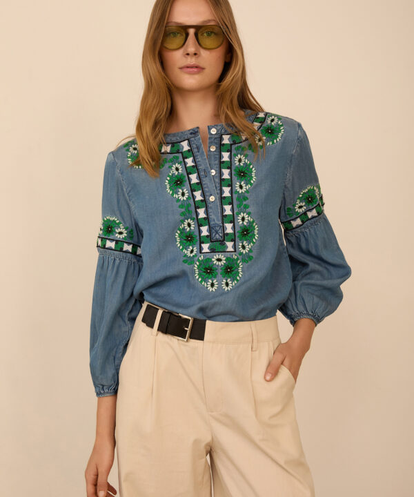 Meisie blusa manga corta volantes Meisïe
