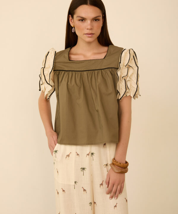 Meisie blusa manga corta volantes Meisïe