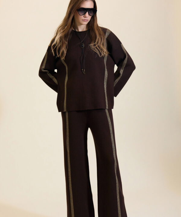 Pantalones de punto MEISÏE con rayas de lurex