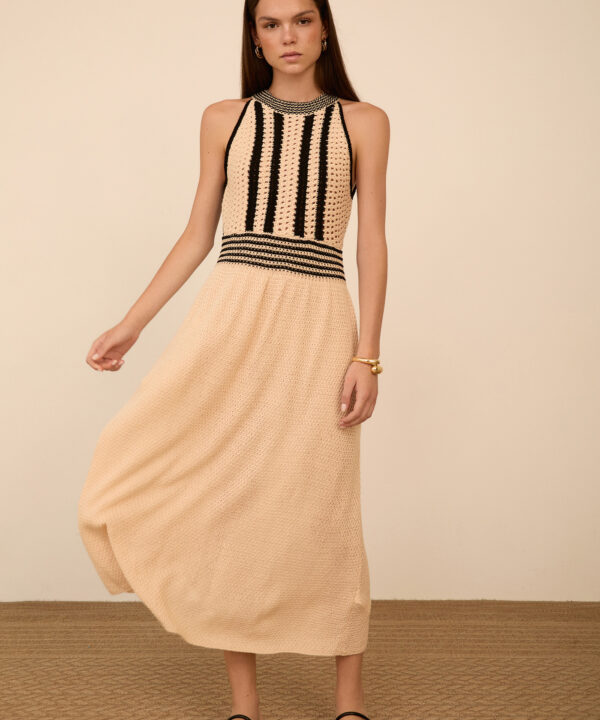 Meisie vestido de punto bicolor crudo negro meisïe
