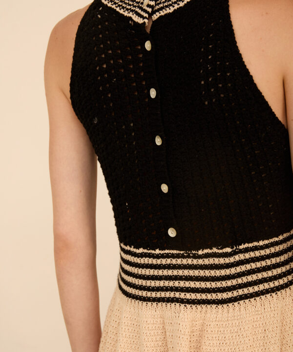 Meisie vestido de punto bicolor crudo negro meisïe