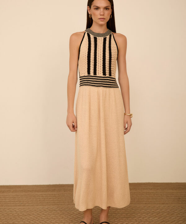 Meisie vestido de punto bicolor crudo negro meisïe