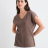 Mus Bombon camiseta marron cuello pico CTS LIORA MARRON 1 e1772366333302