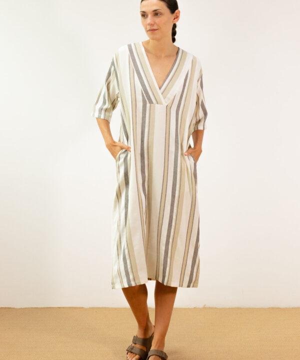Vestido P.A.N rayas gris, verde