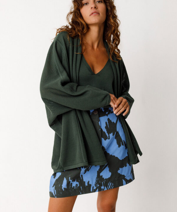 Cardigan algodón orgánico SKFK Aras verde botella