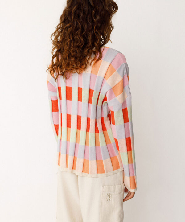 SKFK sueter bita gots cuadros naranja algodon organico scaled e1774511851326