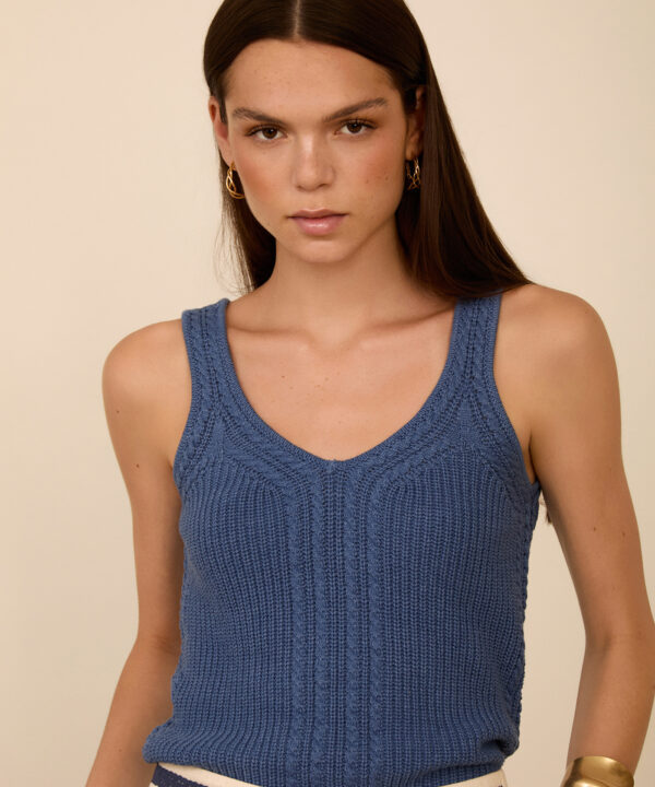 meisie top punto trenzado azul meisie M137K02PFC 02 e1774940348679