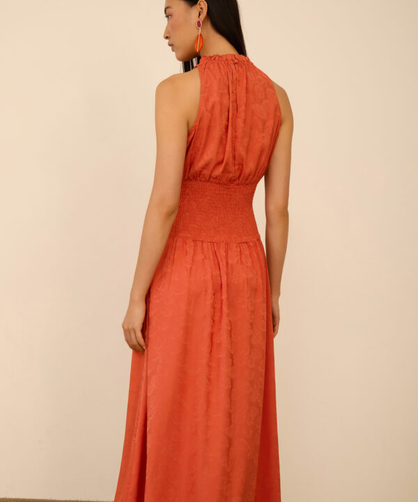 meisie vestido largo tejido jacquard mandarina Meisie M125V07HBS 04 e1774939375273