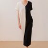 PAN producto basico 2602109 Vestido Crudo Negro manga corta algodon