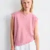 camiseta luzara Mus Bombon manga corta lino algodon cuello redondo rosa fuerte