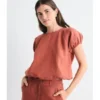 Mus bombon blusa amanecer teja lino