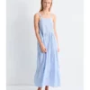 Mus bombon vestido largo bordado azul tirantes