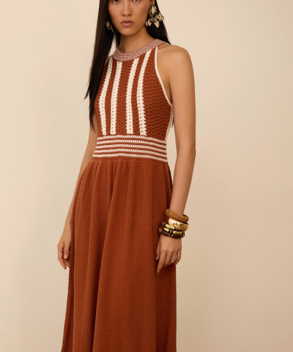 meisie vestido punto bicolor marron meisie M16V05HEN 02