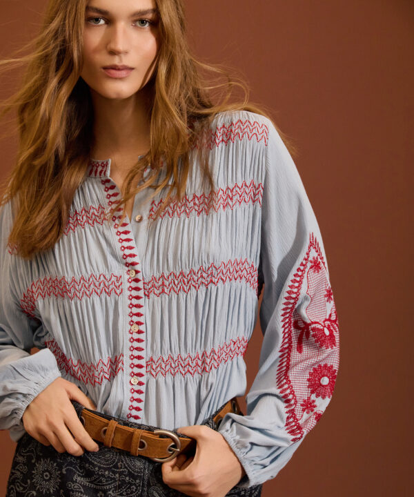 Blusa MEISÏE bordada con frunces