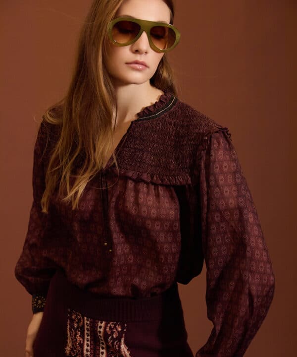Blusa gasa MEISÏE estampada tachuelas