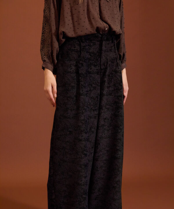Pantalones holgados MEISÏE terciopelo con estampado de cachemira
