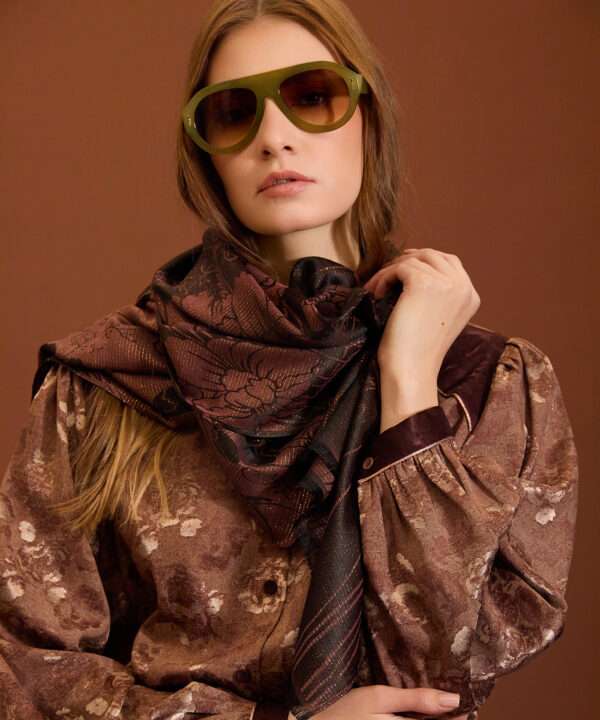 Fular MEISÏE floral bicolor de lurex