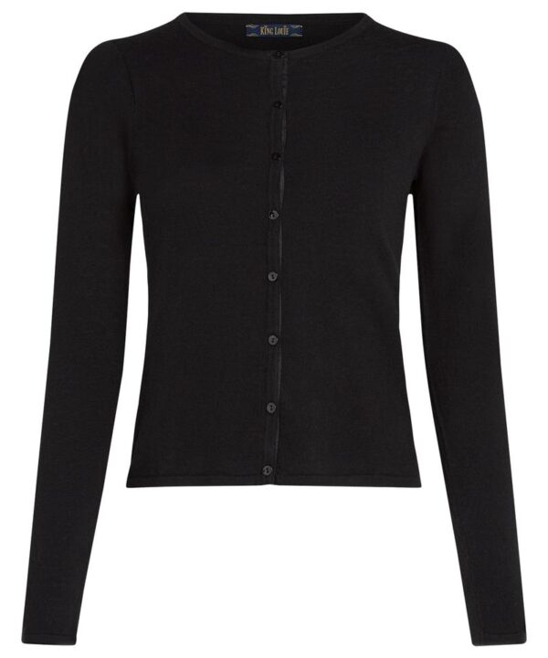 King Louie Espana Cardi roundneck cocoon cardigan negro 08119 001 F