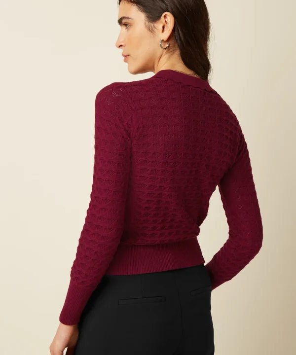 King Louie Espana Jersey polo Top Avel Knit punto granate 10893678 4