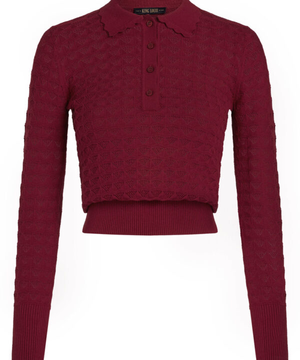 King Louie Espana Jersey polo Top Avel Knit punto granate 10893 678 F