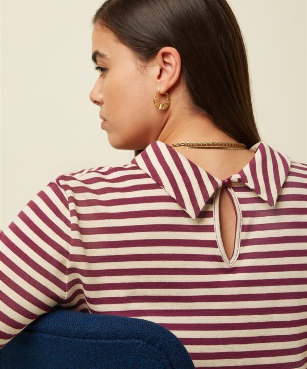 King Louie Espana camiseta rayas granate Dita top chopito stripe 11022622 3