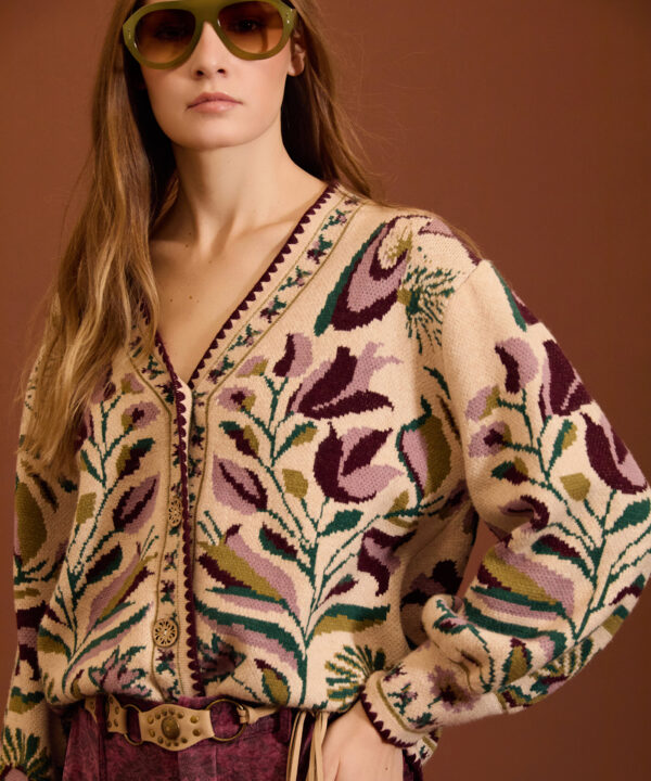 Cárdigan jacquard MEISÏE floral