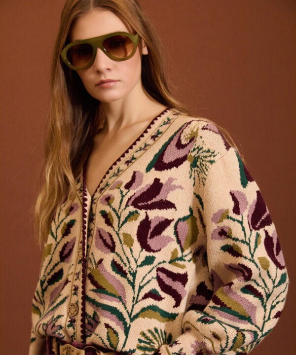 Meisie cardigan punto jacquard floral Meisie M16K40MNE 2