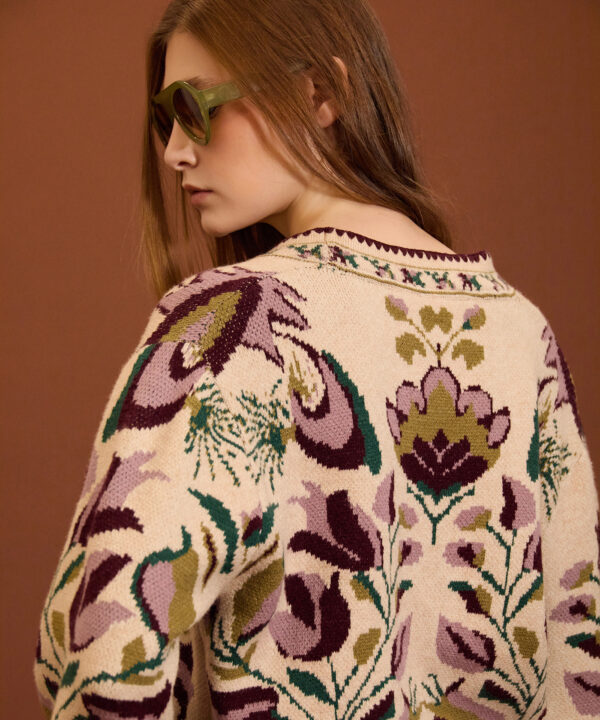 Meisie cardigan punto jacquard floral Meisie M16K40MNE 3
