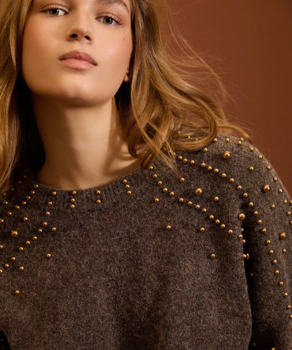 Meisie jersey punto con perlas oro viejo marron meisie M210K02OTT 4