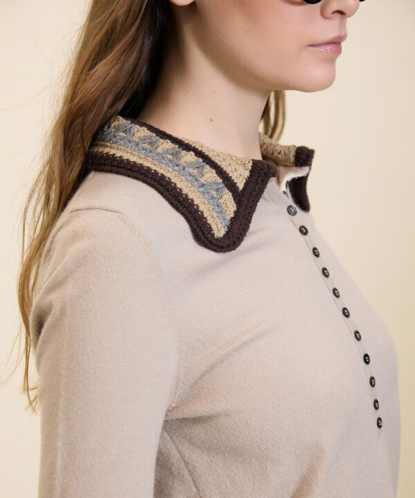 Meisie jersey viscosa cuello crochet crudo meisie M211K02NUT 3