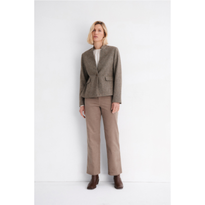 Mus Bombon americana cuadros blazer musbombon 16246ARWEN MARRON 1 Americana entallada MUS & BOMBON Arwen con bolsillos